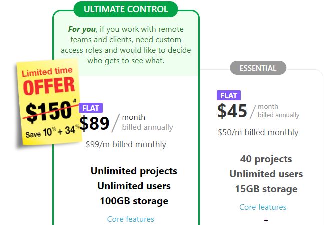 Proofhub pricing plans